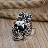Exaggerate Wavy Hair Adjustable Skull Ring