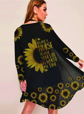 Gifts For Nurses Nurse Sunflower Chiffon Kimono