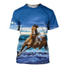3D Blue Sea and Horse Printed Hoodie, T-Shirt, Long-Sleeve Sweater 002 - designfullprint