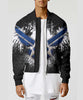 Unisex Couple 3D Army Forces Art Printed Driver Bomber Jacket - Blue Eagle Army Symbol - designfullprint