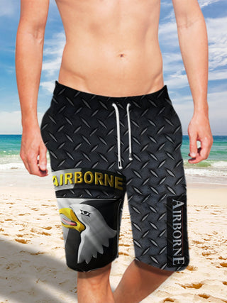 Army Forces Art Ultra-light Drawstring Shorts for Men - AIRBORNE FORCE PARATROOPERS 002 - designfullprint