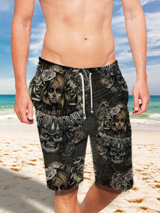 Ultra-light 3D Skull Art-wear Drawstring Shorts for Men 002 - designfullprint