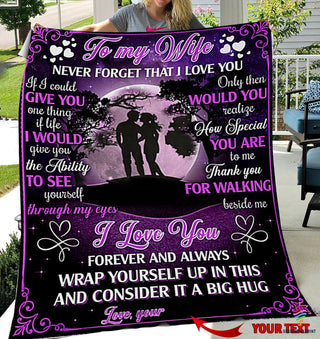 Purple Letter Blanket To My Wife Custom Blanket To My Darling Gift Idea Sherpa And Quilt Blanket HG