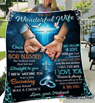Gift For Christian To My Wonderful Wife Husband and Wife Jesus Christ Fleece Blanket HH Couple Blanket