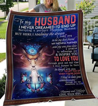 To My Husband Blanket I Never Dream I End Up Husband and Wife Blanket Valentine Throw Blanket LN Gifts For Coworkers
