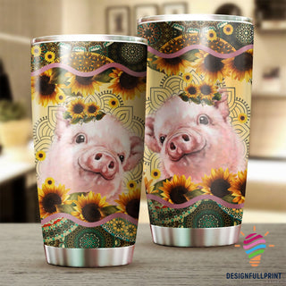 Pig Sunflower Mandala Tumbler NHD