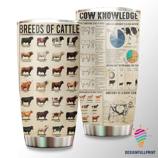 Cow Knowledge Breeds Of Cattle Farmer Tumbler NHD Gift For Farmer
