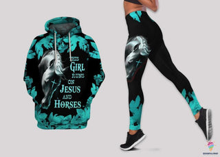 Gift For Christian Gift For Horse Lover This Girl Runs On Jesus And Horses Hoodie And Legging Set HG