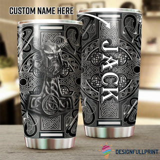 Gift For Viking Lover Viking Odin Mjolnir Metal Style Personalized Tumbler