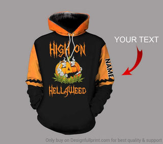 Personalized High On Halloween And Pot Leaf US Unisex Size Hoodie HG