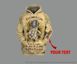 December Girl The Fire Of A Lioness The Mouth Of A Sailor Personalized Unisex Hoodie LN