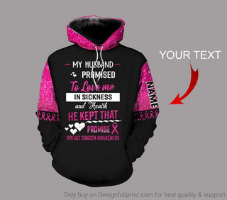 Personalized My Husband Kept That Promise Breast Cancer Awareness US Unisex Size Hoodie HG