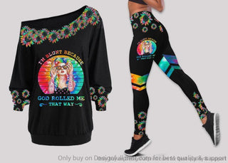 Pride Gift For LGBT Gift For Hippie LGBT Pride Girl Im Blunt Because God Rolled Me That Way Off Shoulder Long Sleeves Top and Leggings Set