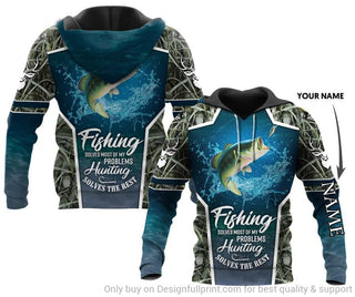 Gift For Hunting Lover Fishing Gifts Fishing Solves Most Of My Problems Hunting Solves The Rest Personalized Unisex Hoodie