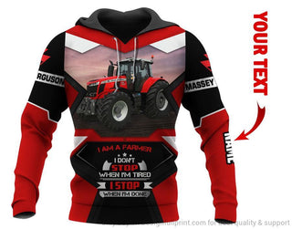 MF I Am A Farmer I Dont Stop When Im Tired I Stop When Im Done Personalized Unisex Hoodie HG massey Gift For Farmer