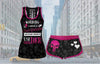 Pink Color Warning I Have A Crazy Grandma Tank and Short Set