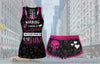 Pink Color Warning I Have A Crazy Grandpa Tank and Short Set