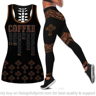 Coffee Christ Offers Forgiveness For Everyone Everywhere Tank Top and Leggings Set