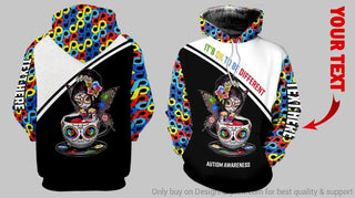 Skull Gift New Autism Its Ok To Be Different Skull Girl  Personalized US Unisex Size Hoodie Autism Gift
