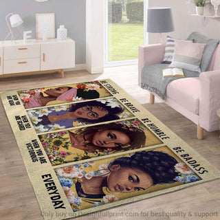 Black Pride Be Strong Black Women Rectangular Rug LN Black And Proud 365