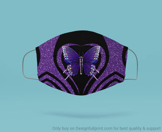 Gift For Butterfly Lover Sparkling Purple Butterfly Mask 3-pack Butterfly Mask PB Butterfly Cloth Mask Memorial Gifts