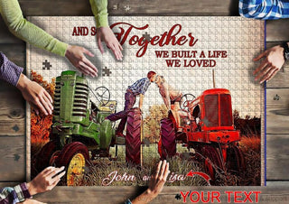 Valentine Farmer Couple And So Together We Built A Life We Loved Personalize Puzzle LN Gift Jigsaw Gift For Farmer