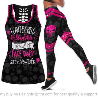 Skull Gift I Cant Be Held Responsible For What My Face Does When You Talk Tank Top and Leggings Set