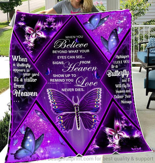 Gift For Butterfly Lover Butterfly Love Never Dies Sherpa and Quilt Blanket LN Memorial Gifts