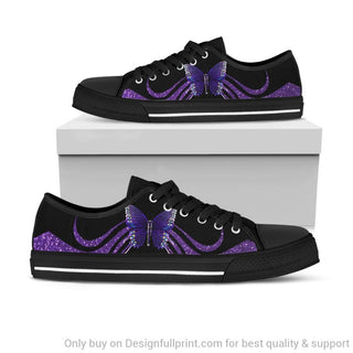 Gift For Butterfly Lover Purple Butterfly Low Top Shoes PB Memorial Gifts