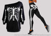 Bone Halloween Off Shoulder Long Sleeves Top and Leggings Set