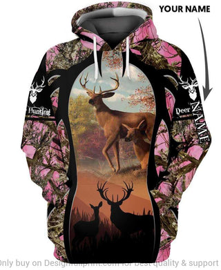 Gift For Hunting Lover Pink Deer Hunting Hoodie Personalized Unisex Pullover Hoodie