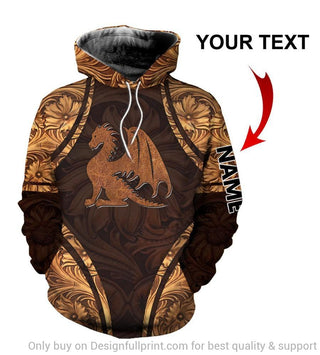 Gift For Dragon Lover Dragon With Flower Pattern Personalized Unisex Hoodie