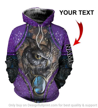 Owl Purple Personalized Unisex Hoodie
