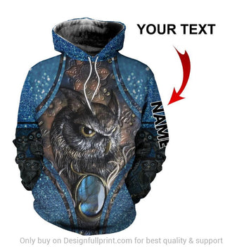 Owl Blue Personalized Unisex Hoodie