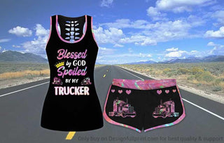 Gift For Trucker Bless By God Spoiled By My Trucker  Tank and Shorts Set HG
