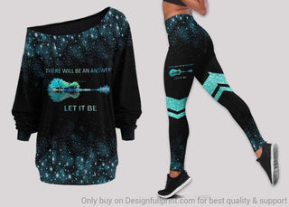 Gift For Hippie Gift For Music Lover New Let It Be Off Shoulder Long Sleeves Top and Leggings Set