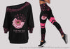 Faith Hope Love Breast Cancer Off Shoulder Long Sleeves Top and Leggings Set
