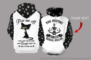Personalized Black Cat You Inspire My Inner Serial Killer Unisex Size Hoodie Gifts For Cat Lovers