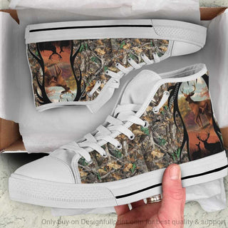 Gift For Hunting Lover Deer Hunting High Top Canvas Shoes DR