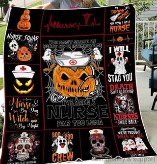 Gifts For Nurses Halloween Pumpkin Nurse Blanket HG
