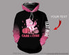 Multicolor Care And Cure Bear Cancer Personalized Unisex Hoodie Care Bears Cancer Awareness Hoodie