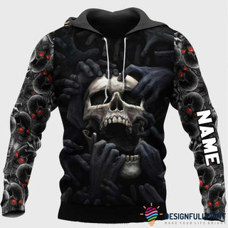 Skull Gift Personalized Red Eyes The Skull Scream Men's Hoodie
