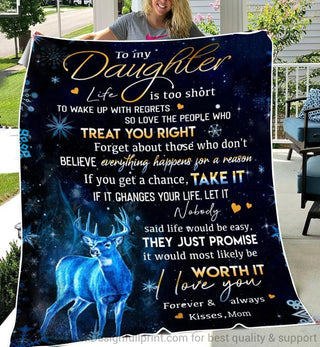 Gift For Mom Mom To Daughter Deer Life Is Too Short Sherpa Blanket