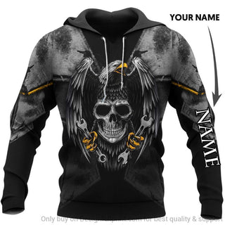 Skull Gift Eagle Wing With Skull Face Personalized Unisex Hoodie LH