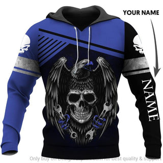 Skull Gift Blue Eagle Wing With Skull Face Personalized Unisex Hoodie LH