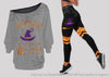 Grey Halloween You Just Flipped My Witch Switch Off Shoulder Long Sleeve Top and Leggings Set