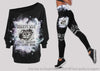 Skull Gift Skull Couple Off Shoulder Long Sleeves Top and Leggings Set