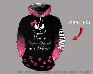 Skull Gift Pink Im A Nightmare Dressed As A Daydream Halloween Skulls Personalized US Unisex Hoodie