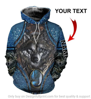Gift For Wolf Lover Wolf Glitter Jade Personalized Unisex Hoodie