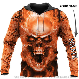 Skull Gift Orange Skull Sweater Hoodie Mens Skull Hoodies Unisex Hoodie LH